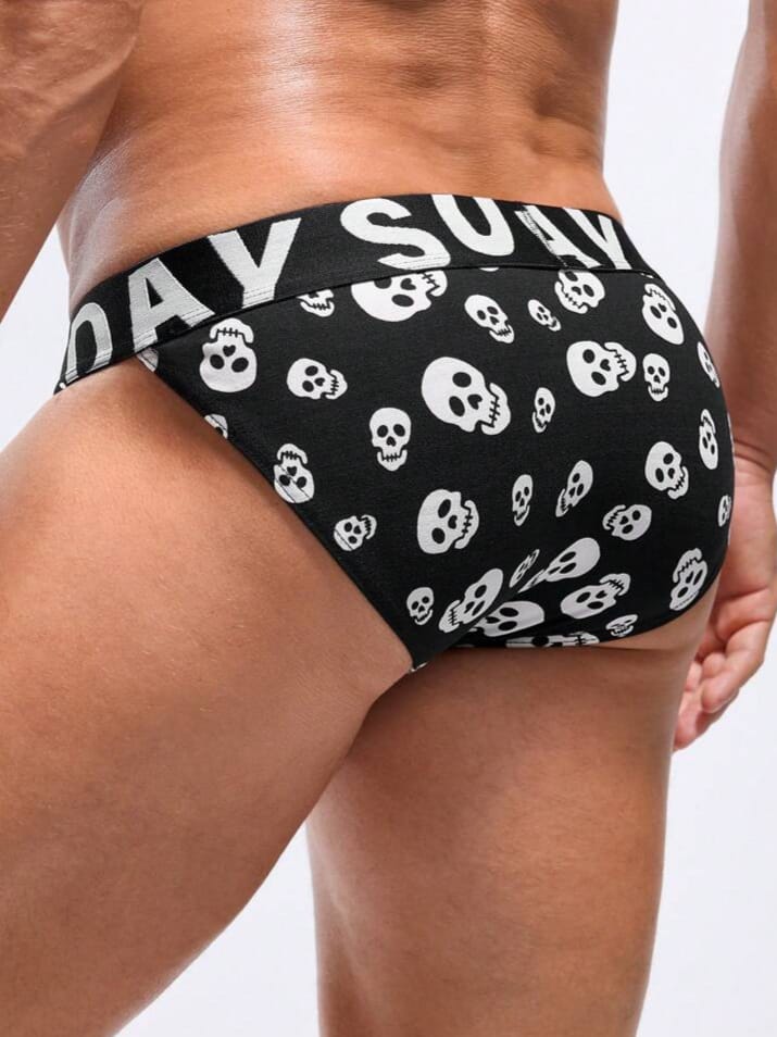 MAD-MEN Men's Sexy Letter & Skull Print Erotic Underwear